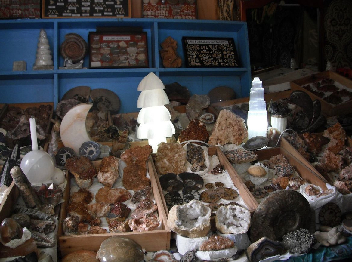 A crystal shop in Chefchaoen, Morrocco